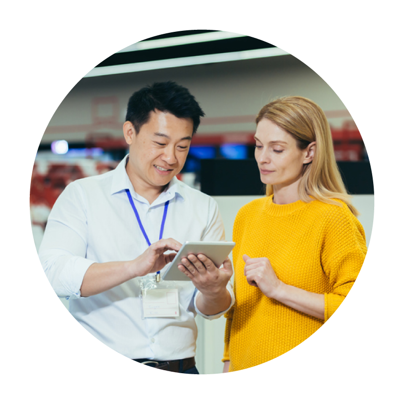 employee working with a customer in store