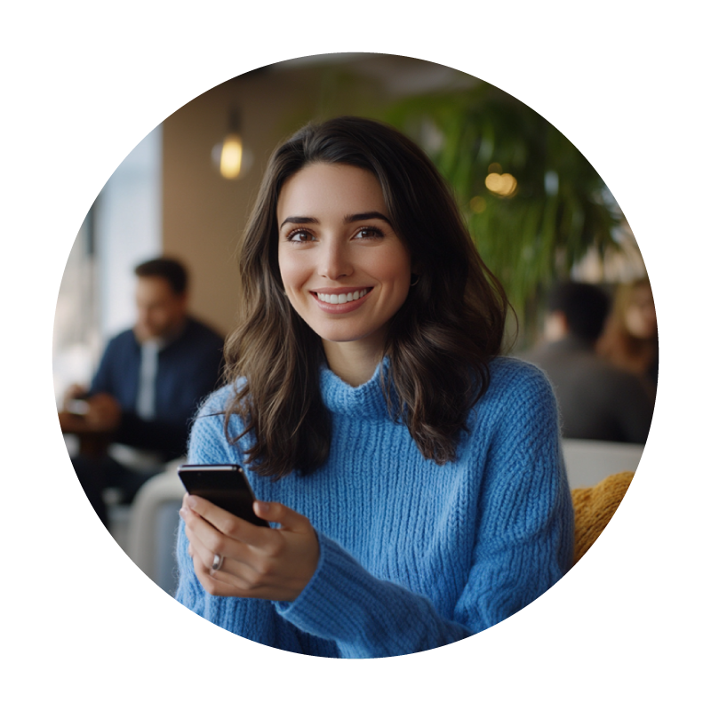 woman on mobile phone in coffee shop