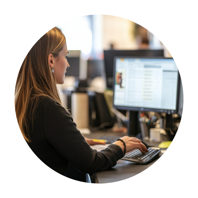 woman working on computer