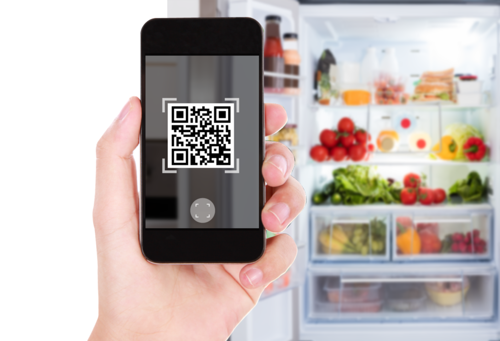 scanning qr code on fridge