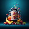 supplement bottle surrounded by fruit