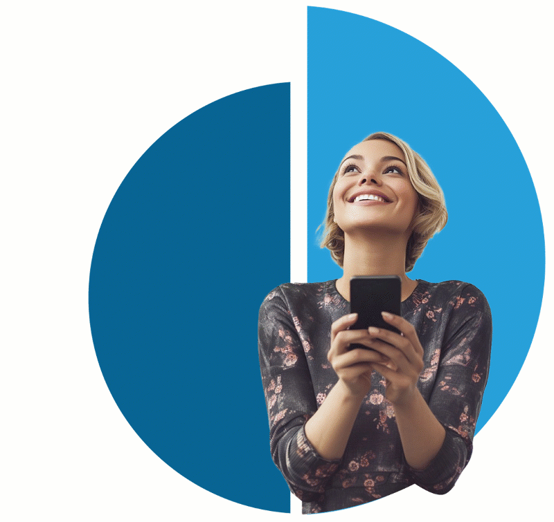 woman holding phone chatting with AI Assistant