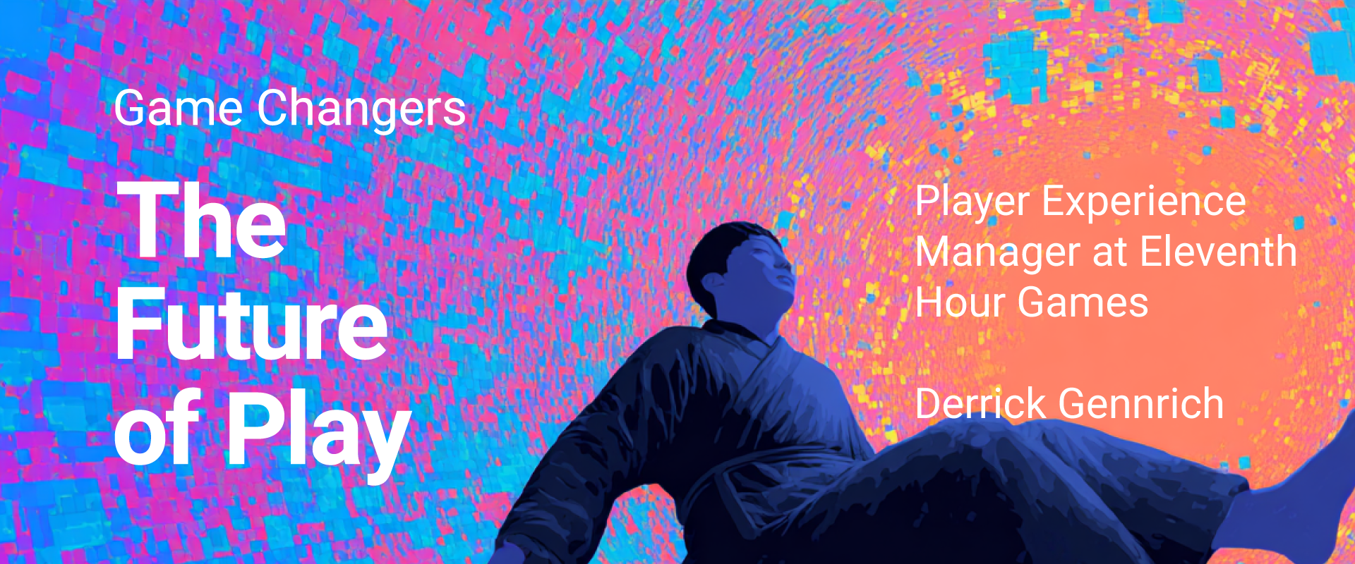 floating man colorful background