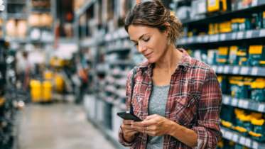 woman shopping using her mobile device to talk to AI Assistant