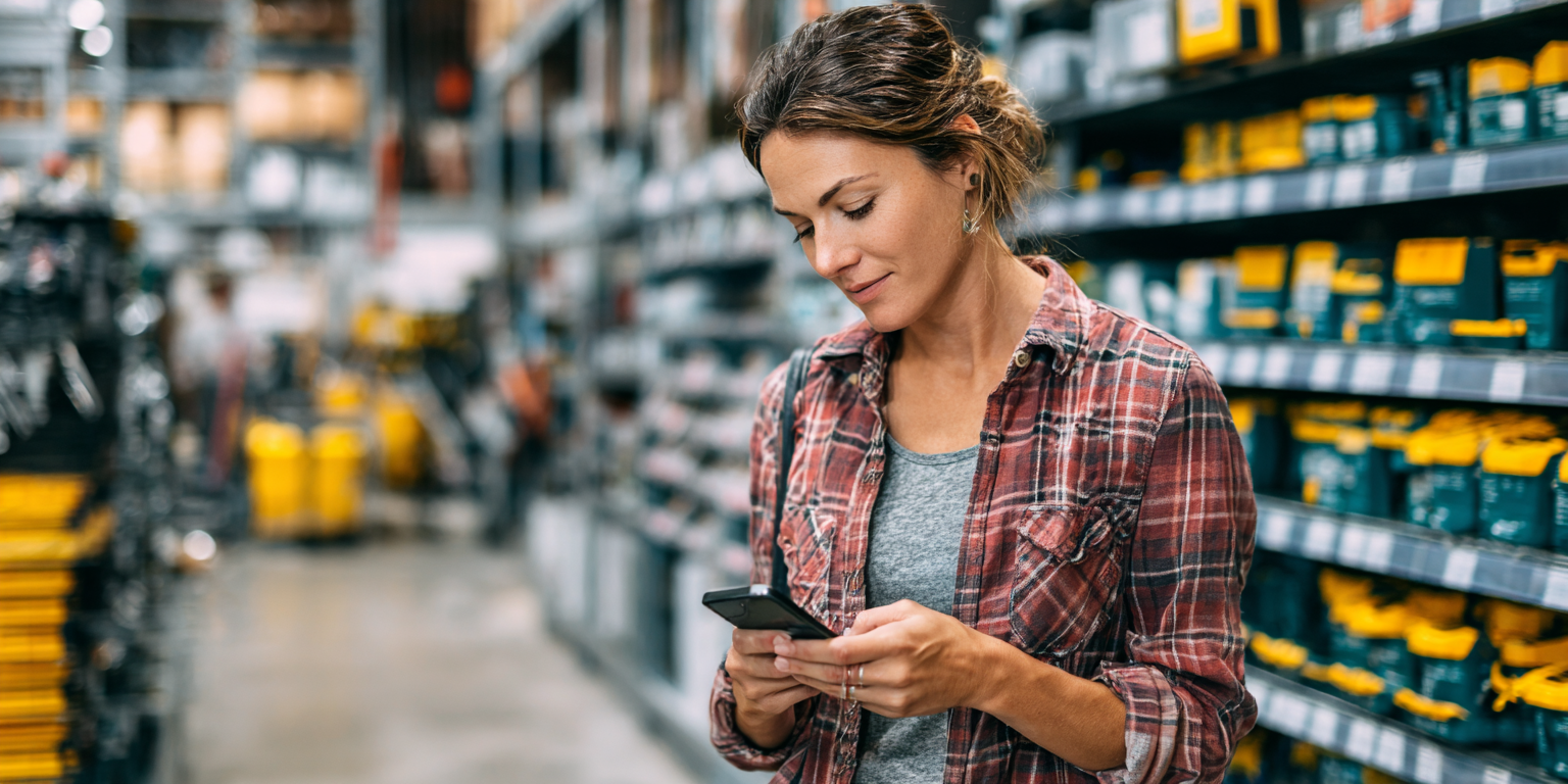 woman shopping using her mobile device to talk to AI Assistant