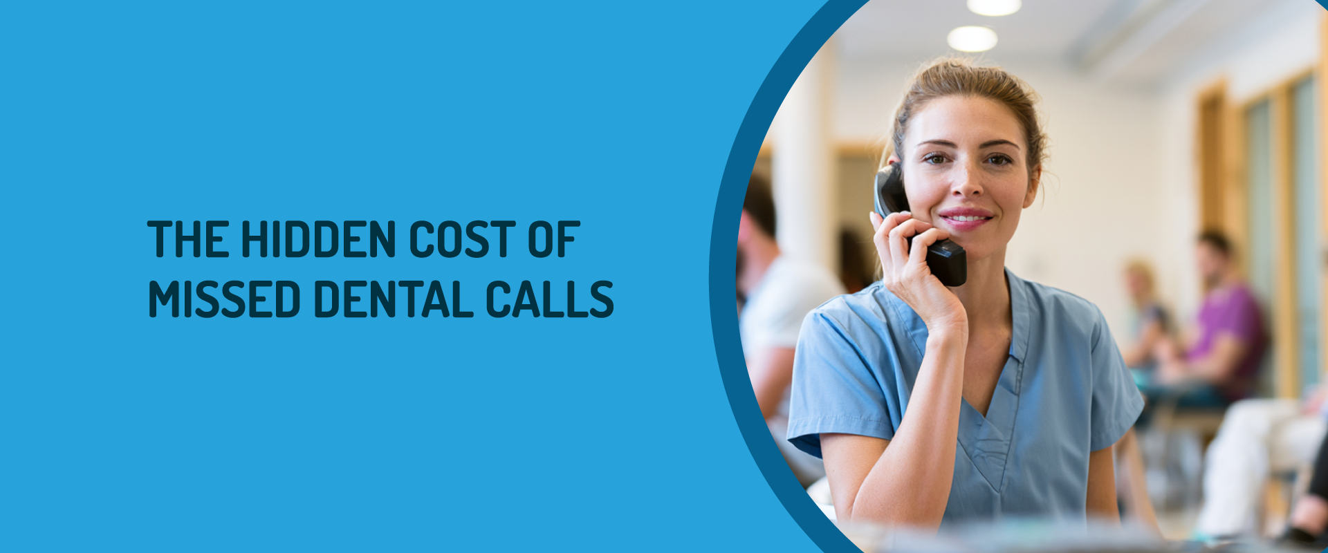 dental office front desk with woman answering the phone